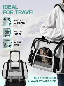 Large Capacity Breathable Cat & Dog Backpack, Outdoor Pet Portable Backpack, Handheld Foldable One Shoulder Dog/Cat Carrier, Suitable For Small Dogs, Cats, Rabbits, Puppies - Grey - View 4