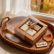 3/6/12/24 Set Kotak Hadiah Kertas Kraft dengan Jendela Transparan PVC, Kotak Kemasan Souvenir Persegi, Kotak Penyimpanan Kerajinan Dekoratif Musim Gugur - Coklat - View 7