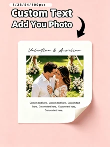 1/28/54/100pcs Square Personalized Photo Stickers, Customizable Portrait Text Pattern, Waterproof Oil-Resistant Self-Adhesive, Gift Packaging, Storage Box, Desk Decoration, Etc. Ideal Gift For Party Enthusiasts, Friends, Couples, Newlyweds, Party Hosts. Suitable For Birthday Parties, Small Weddings, Couple Anniversaries, Holiday Gatherings, Anniversary Commemorations, Etc. - Multicolor 1 - View 3