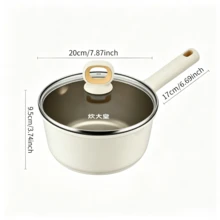 1 Piece Milk Pot With Visible Glass Lid, Uniform Heat Conduction, Heat-Resistant Long Handle, Suitable For Heating Milk And Cooking Noodles, Compatible With Gas Stoves And Induction Cookers - View 9