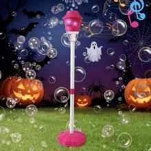 Máquina de burbujas con base, batería incluida, 10 burbujas de líquido, altura 47 pulgadas, máquina de burbujas automática de pie para niños, generador de burbujas alto para exteriores con luces, máquina de burbujas de pie recargable para fiestas. - Rojo - Ver 12