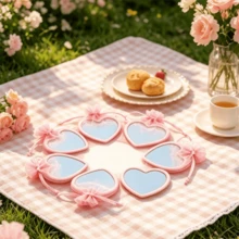12pcs Heart-Shaped Mirrors With Pink Storage Bags, Suitable For Travel, Wedding Gifts & Korean Skincare Routine - Pink Ribbon Compact Lightweight Portable Mirror Collection With Polished, Decorative Suitable For Decor, Gifts For - A - View 7