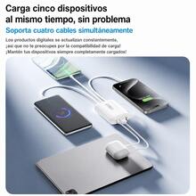 Batería Portátil Para Celular de 20000mAh, Power bank con diseño en color sólido, Pila Portátil Mini con 4 Cables Incluidos, Carga 5 Dispositivos a la Vez con Carga Súper Rápida 20W. Incluye 2 Luces LED - blanco - Ver 5