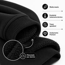Thick Cotton Jogger Sweatpants With Pockets, Comfortable Style, Elastic Waistband. - Hitam - View 3