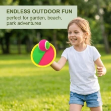 1 SET Kids Suction Cup Sticky Ball Toy, Children's Ball Game Toy, Beach Toy, Sticky Ball, 2 Paddles + 1 Ball Set, Multiple Colors, Indoor And Outdoor Play, Parent-Child Interactive Toy, Halloween, Christmas, Back To School Gift - Multicolor - View 7