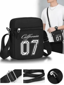 1件/2件「California 07」個性化數字圖案印花中性彎帽簷棒球帽與斜挎包，街頭時尚戶外運動棒球帽與包，可調節，送給自己或朋友的禮物 - 彩色 - 查看 3