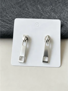 1 Pair Fashion Creative Zipper Lock Design Earrings, Minimalist Versatile Multi-Color Earrings - Multicolor - View 9