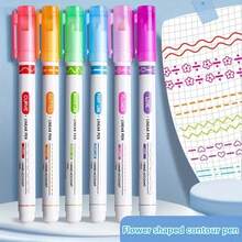 Pattern Curve Marker Pen, Cute Floral Outline Pen, Bullet Journal Border, Highlight, Decoration, Drawing Pen Set - Multiple Styles - View 10