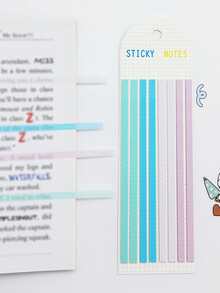 1 Pack 160 Pcs Transparent Gradient Blue Thin Strip Sticky Notes, Minimalist Long Washi Tabs Page Markers For Journal Book Annotation DIY Craft - Blue - View 7