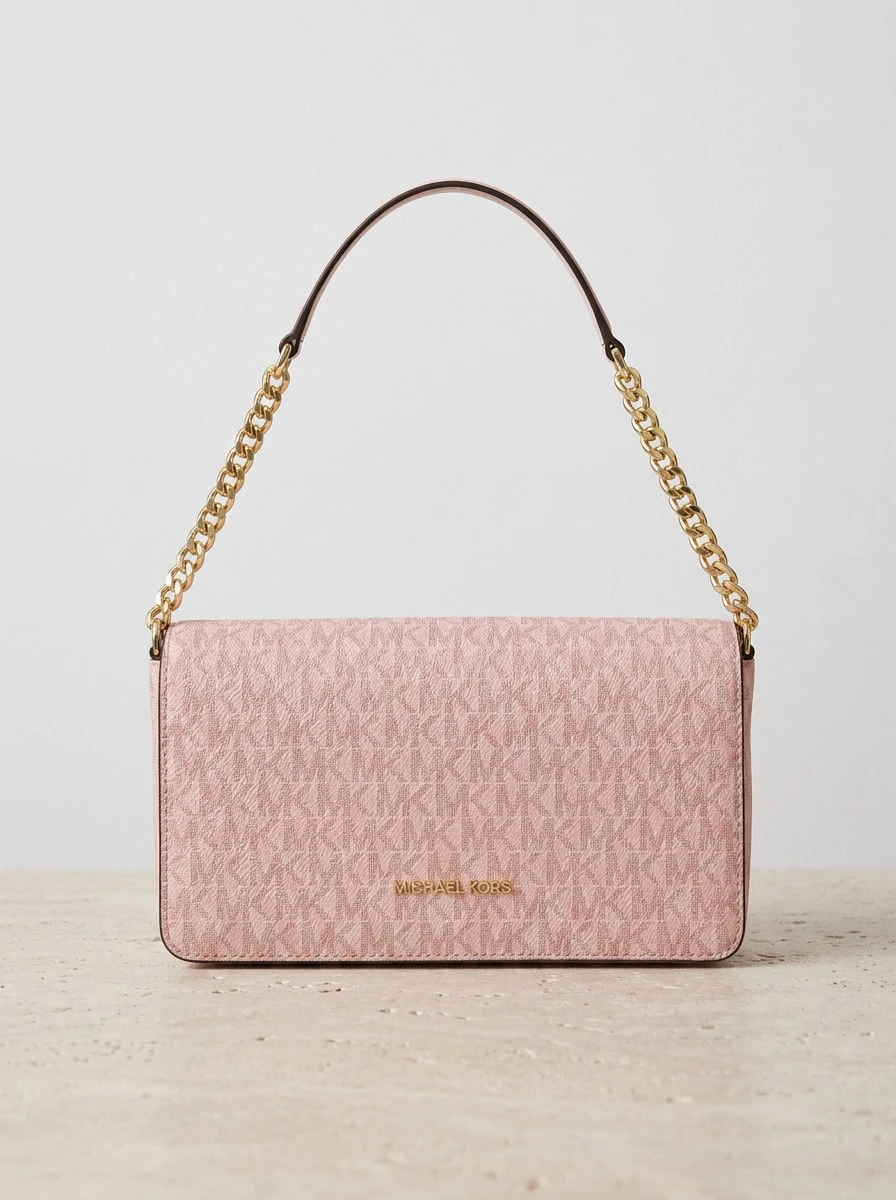 Michael Kors Coated Canvas Women's Crossbody Bag Signature Multi Color Adjustable Strap 35F5GTVC8V-7278 Back To School Work Commute Fall - POWDER BLUSH - View 1
