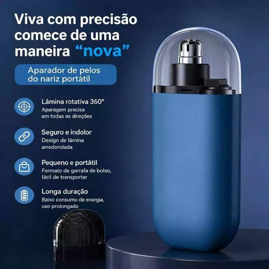 Nose, Ear, And Face Hair Trimmer/Epilator - Portable, Rechargeable Electric - azul - Ver 1