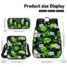 Teen 3 In 1 Backpack Set Spine Protection School Backpack Crossbody Bag Pencil Case Wear-Resistant Polyester Large Capacity Zipper Storage Unisex For Back To School Travel Outdoor Ideal Student Gift Separate Pieces Optional - Pencil Case + Crossbody Bag + Backpack (3-piece Set) - View 3