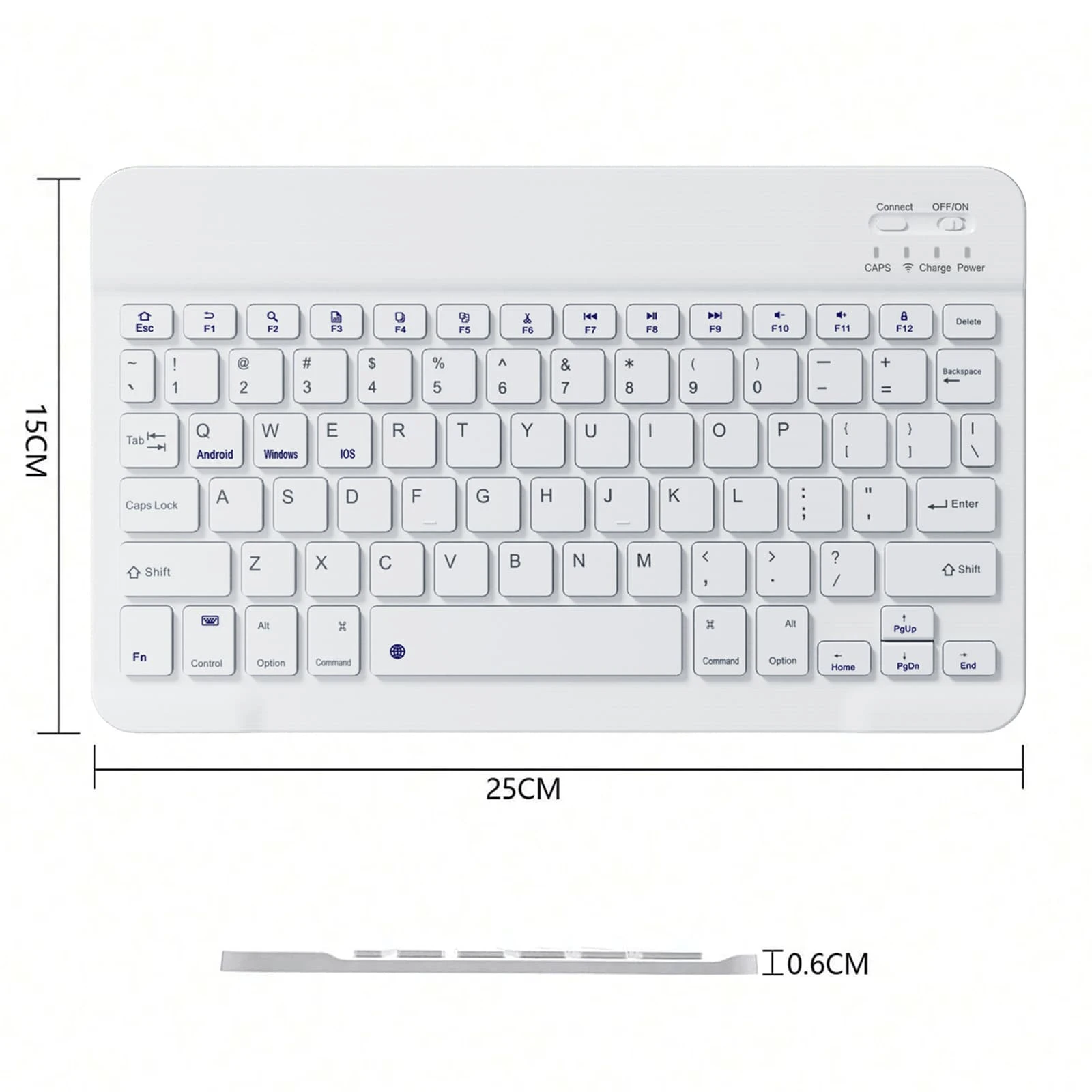 Ultra-Thin Bluetooth Keyboard, Portable Mini Wireless Keyboard, Rechargeable, Compatible With Apple IPad, Phones, Tablets, Smartphones, IOS, Android, Windows (White)