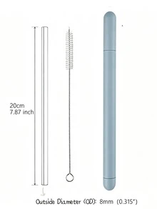 GASUDIN 1pc Reusable Glass Straw Set, Includes Portable Travel Storage Case And Cleaning Brush, Heat-Resistant Borosilicate Glass, 20cm Straight Straw, Suitable For Outdoor, Milkshake, Coffee, Milkshake, Dishwasher - View 14