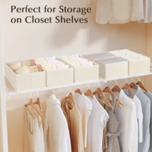 15pcs DIMJ Drawer Organizer Clothes Foldable Baby Organizers And Storage & Closet Organizers For Bedroom, Closet - Nursery Organization Dresser Dividers For Underwear, Sock,Bra, Belt, Tie, Beige - View 6