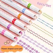 Pattern Curve Marker Pen, Cute Floral Outline Pen, Bullet Journal Border, Highlight, Decoration, Drawing Pen Set - Multiple Styles - View 2