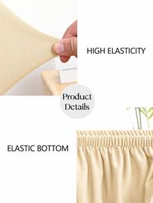 1pc Curved Armrest Chair Cover, High Elasticity Solid Color Polyester Fiber All-Season Chair Slipcover - Light Yellow - View 6