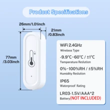 IP65 WiFi Smart Temperature And Humidity Sensor Waterproof Smart Thermometer Hygrometer For Smart Home APP Remote Control Compatible With Tuya SmartLife Alexa - View 11