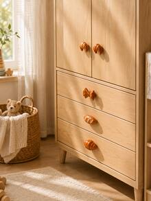 Decorative Bread Shaped Wooden Drawer Pulls Cabinet Knobs, Suitable For Baby Room Vanity Dresser Wardrobe Closet Furniture Hardware Set - Furniture Handles - View 2