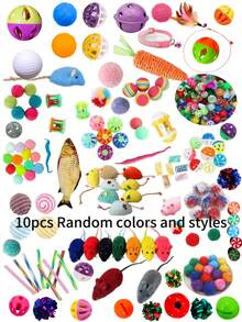 10/20pcs Mixed Cat Toys Set. Includes Various Ball-Shaped And Plastic Toys, Perfect For Multiple Cats To Play Together. Provides Different Experiences For Your Beloved Cats Every Day. Colors, Styles, Shapes And Sizes Are Randomly Shipped. - Multicolor - View 12