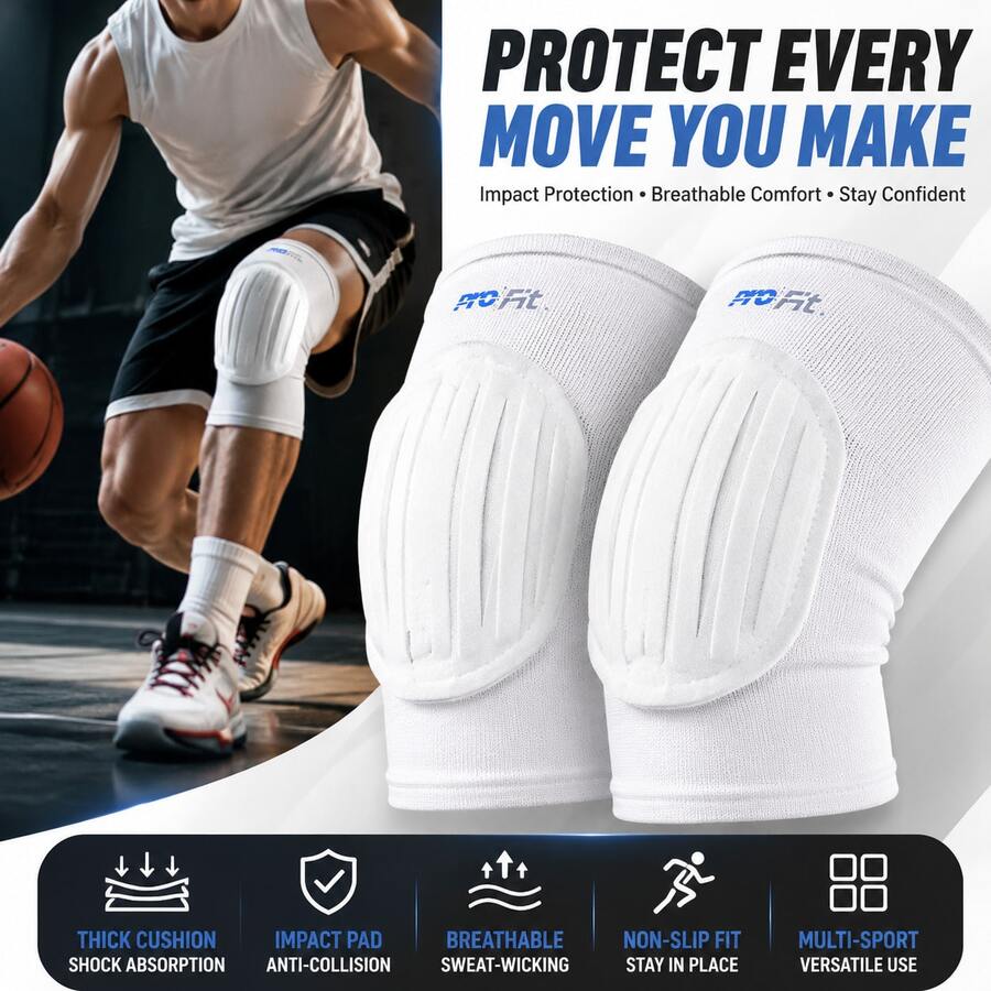 BSKT 1 Pair Sports Knee Pads, Compression Shock-Absorbing Elastic Knee Sleeves, For Running, Basketball, Volleyball, Cycling, Adult Basic Sports Users, Knee Support And Impact Cushioning - Multicolor - View 1
