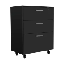 3 Drawers Storage Cabinet With Casters Lions Office, Black Wengue Finish-XY920509 - 1 - View 9