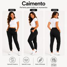 Thick Cotton Jogger Sweatpants With Pockets, Comfortable Style, Elastic Waistband. - Hitam - View 4