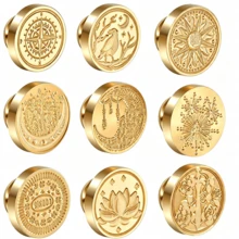 1pc Detachable Round Brass Wax Seal Stamp Head, No Handle, Suitable For Decoration, Greeting Cards, Envelopes, Wine Bottle Seals, Notebooks, Perfume Bottles - Single Piece - View 4