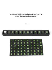 Hidden Privacy Design Car Temporary Parking Phone Number Holder, Night Fluorescent Luminous Digit Car Dash Park Contact Sign, Easy Assembly Reusable Number Stickers, Non-Slip Base No Residue Glue Car Interior Parking Accessory - A - View 6