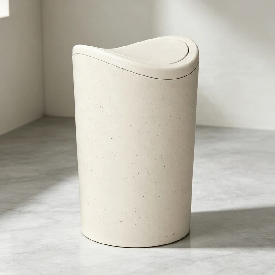 6L Swing Lid Bathroom Bin, Compact Modern Plastic Bin, Easy To Clean, Dimensions 19 X 19 X 28 Cm. - 1Pc - View 1