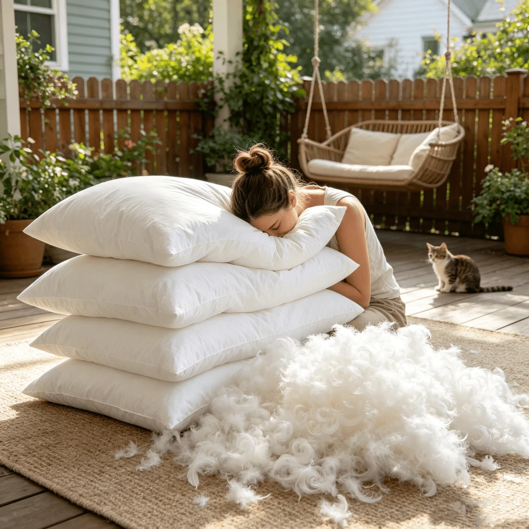CLSUPER Premium White Goose Down & Down Pillow Insert, 100% Pure Cotton Washable Pillowcase, Ultra Fluffy Soft Breathable Full Cushion Core, Rectangular Decorative Pillow Filler, Suitable For Bed, Sofa, Bench