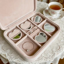 12pcs Heart-Shaped Mirrors With Pink Storage Bags, Suitable For Travel, Wedding Gifts & Korean Skincare Routine - Pink Ribbon Compact Lightweight Portable Mirror Collection With Polished, Decorative Suitable For Decor, Gifts For - A - View 8