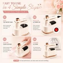 ISRBV Foldable Handheld Steam Iron In Cream Gold Finish, Complete With Heat-Resistant Base, Measuring Cup And Branded Storage Bag. It Supports Dry & Wet Ironing To Remove Fabric Wrinkles Easily. Compact Foldable Design For Home, Office And Travel Use. - US A Type Plug(110-127V) - View 10