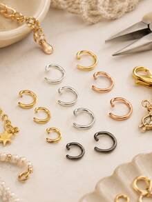 Juego de 100 anillos de salto para joyería, anillos conectores abiertos de varios tamaños para reparación de joyas DIY y proyectos de manualidades, color plata - Plateado - Ver 1