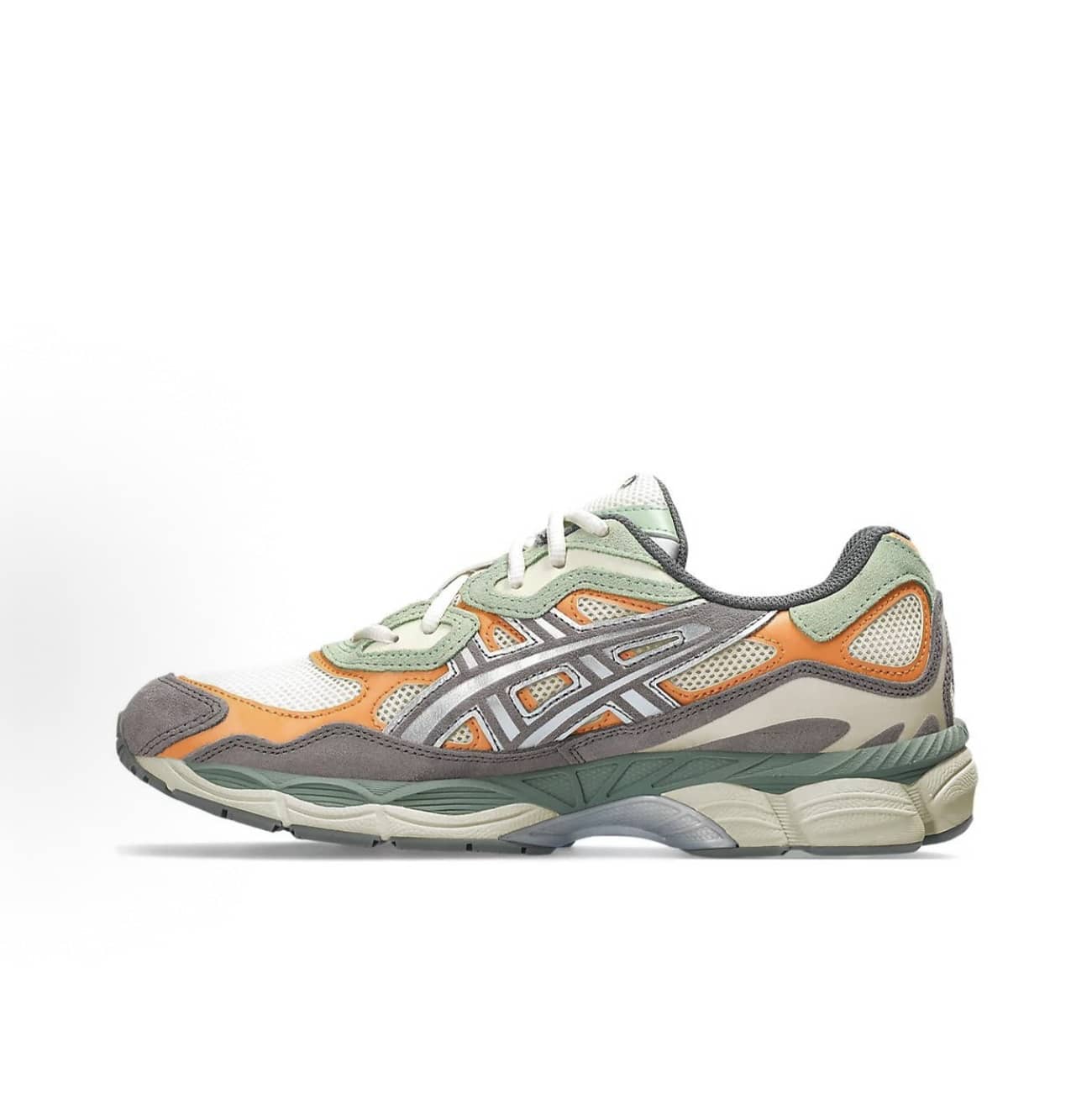 ASICS Gel-NYC Sneakers - Authentic Unisex Retro Lifestyle Running Shoes | Viral 2026 Sportstyle Urban Trainers | Premium Gel Technology Cushioning | Durable Suede & Mesh Performance Footwear | Classic Comfort Daily Sneakers - Grey Orange Green - 查看 1