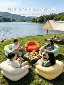 Inflatable Slouchy Sofa Chair With Footstool, Foldable Portable Inflatable Sofa, Suitable For Living Room, Bedroom, Outdoor, Balcony And Camping, Best Gift For Family, Most Comfortable Sofa - New Model - View 12