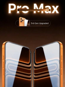 2片裝防指紋觸感順滑鋼化玻璃螢幕保護貼，相容 iPhone 17 Pro Max 17 Pro 17 Air 17 16 Pro Max 16 Pro 16 Plus 16 15 Pro Max 15 14 13 12，實用手機配件 - 無色 - 查看 3