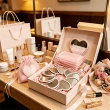 12pcs Heart-Shaped Mirrors With Pink Storage Bags, Suitable For Travel, Wedding Gifts & Korean Skincare Routine - Pink Ribbon Compact Lightweight Portable Mirror Collection With Polished, Decorative Suitable For Decor, Gifts For - A - View 1