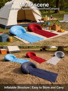 Foldable Inflatable Beach Mat, Lightweight And Portable, Waterproof Picnic Camping Gear, Suitable For Outdoor Camping, Beach Party, Bathroom, Swimming Pool, Beach Camping Essentials, Friends Gathering, Outdoor Cooking, Summer Pool Accessories - Multiple Styles - View 4