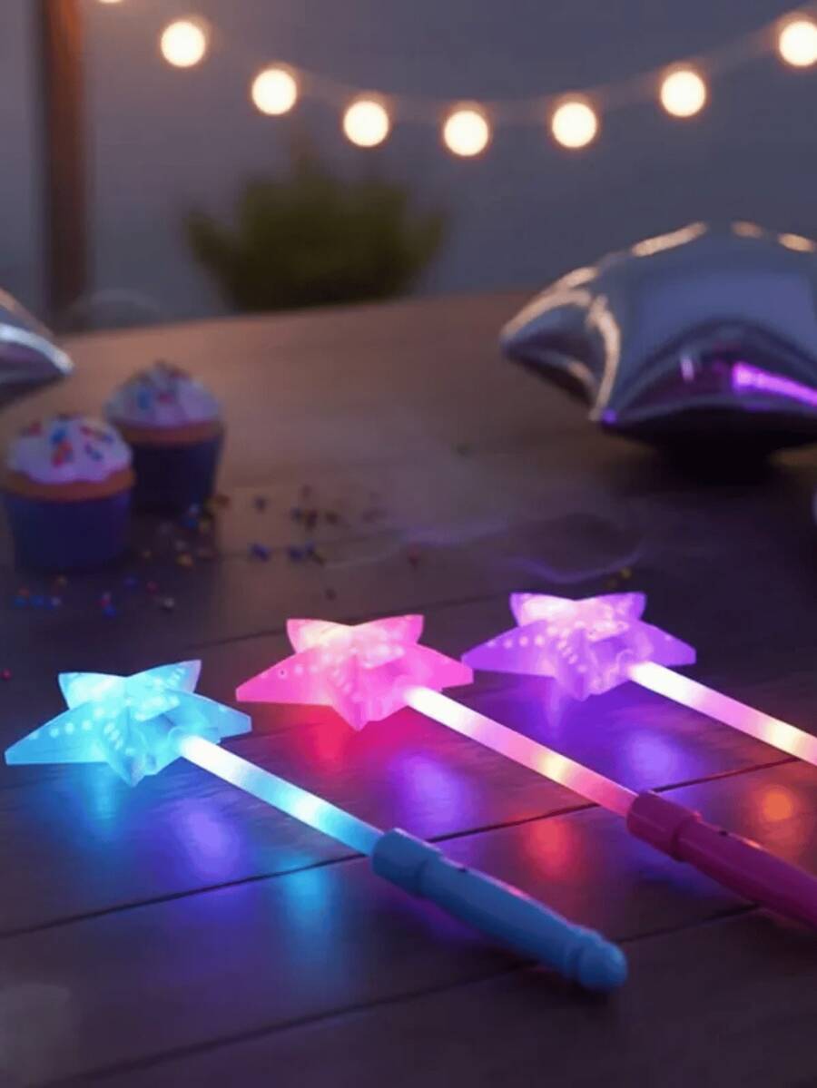 10-Pack LED Magic Wands, Colorful Neon Light Sticks, Plastic Flashing Heart Wands For Graduation Parties - RF1 Estrela - Surtido - Ver 1