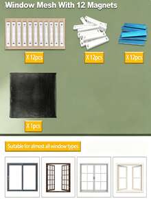 Magnetic Window Screen, Adjustable DIY Window, Innovative Magnetic Fasteners, Fine Fiberglass Mesh, Window Screen Magnets, Home Window Mosquito Screen - Multicolor 2 - View 9