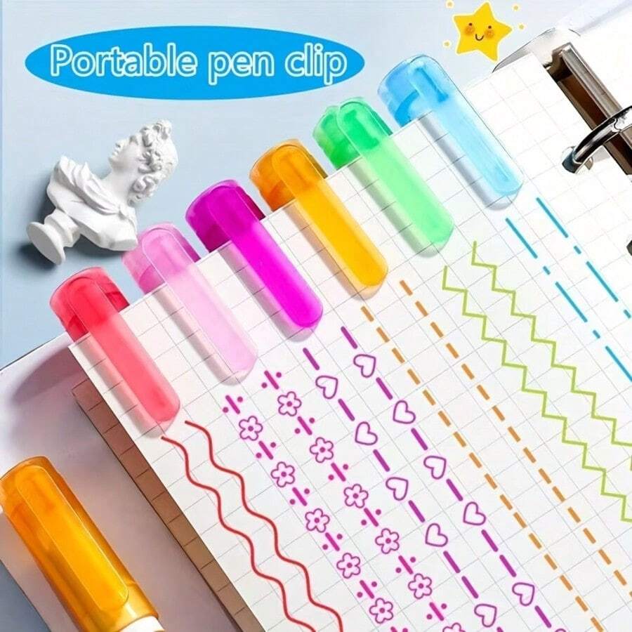 Pattern Curve Marker Pen, Cute Floral Outline Pen, Bullet Journal Border, Highlight, Decoration, Drawing Pen Set - Multiple Styles - View 1