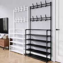 5 Tier Shoe Rack With 8 Hooks, Freestanding Entryway Hall Tree Organizer, Space Saving Shoe Storage Shelf With Hanging Hooks For Hats, Bags & Lightweight Accessories, Bedroom Living Room Hallway - View 6