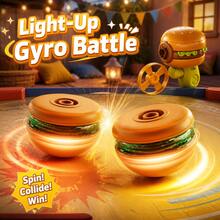 Creative Fast Food Gyro Gun Toy, Hamburger Launcher With Spinning Top & 4 Flying Saucers, Fun Outdoor Indoor Shooting Game & Storage Toy Gift For Kids Boys Girls - Orange - View 5