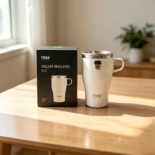 Tyeso 400ML Portable Stainless Steel Insulated Coffee Mug With Handle And Coffee Sticker, Suitable For Hot And Cold Drinks, Car Travel Water Cup, Office, Home, Outdoor Use - Multicolor - View 3