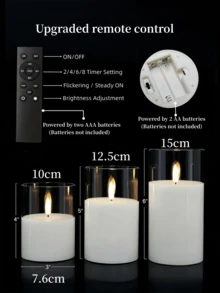 1/2/3件 LED 無焰蠟燭 閃爍 LED 柱狀蠟燭 升級版水滴形燭芯 電池供電電子蠟燭（不含電池）適用於餐桌中心裝飾、婚禮、花園、節日派對、禮物、壁爐、居家裝飾（透明色 3" X 4" 5" 6"） - 透明 - 查看 6