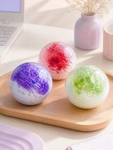 1pc Handmade Crushed Ice Texture Malleable Squeeze Ball, Crystal Particle Soft Round Ball Hand Squeeze Toy, Suitable For Children - Crushed Ice Ball - View 4