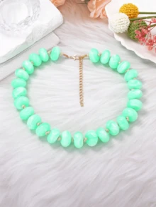 1pc Bohemian Dopamine Beaded Necklace, Fashionable Colorful Jewelry Women's Collarbone Chain, Adjustable Chain, Suitable For Daily Wear, Vacation And Travel, Jewelry Accessory - Multicolor - View 7