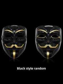 3/1pc PVC Anonymous Male Mask Set, Black/White/Gold, Durable & Stylish Cosplay Accessory, Unique Design, Suitable For Role Play, Halloween Party And Festivals - View 17