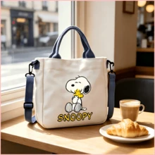Snoopy 印花帆布斜挎包，百搭日常配件，適合返校季、生日與節日禮物 - 彩色 - 查看 3
